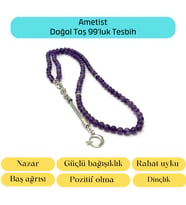Sertifikalı Ametist 6mm 99luk Doğal Taş Tesbih