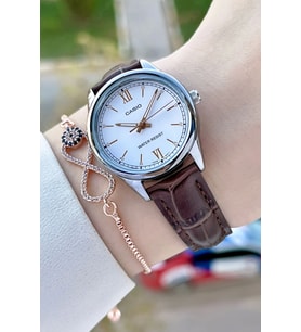 Casio CSISTE149 Kasası Gümüş Kordonu Kahverengi Renk Kadın Kol Saati