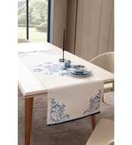 Elysian Blue Premium Serisi Duck Keten Runner, Kaymaz, 45x140 (Mavi)