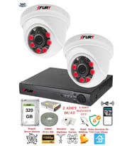 FURY 2 Kameralı 5mp 3.6mm Lens 2mp Görüntü 6 Atom Led Gece Görüşlü FullHd Güvenlik Kamerası 1412A 320gb