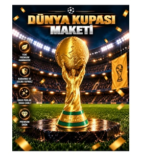 Dünya Kupası Futbol Kupası Maketi Dekoratif Şampiyonluk Kupası