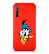 Huawei P Smart S Soft Premier Kapak Donald Duck-A Tasarımlı Silikon Kılıf - Kırmızı (Şeffaf)