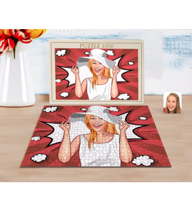 BK Gift Kişiye Özel Kadın Karikatürlü 1000 Parça Profesyonel Puzzle-20