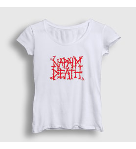 Presmono Kadın Beyaz Logo Napalm Death T-Shirt 382558tt (Beyaz)