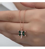 925 Ayar Gümüş Rose Kaplama Yusufçuk Kadın Kolye