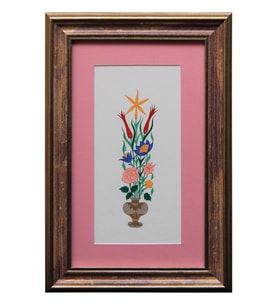 e38 EL İŞÇİLİĞİ VAZOLU BUKET TEZHİP TABLO 41 * 27 cm - 1789