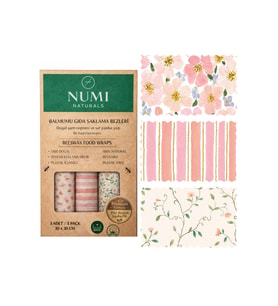 NUMI Naturals Balmumu Gıda Saklama Bezleri – Premium 3’lü Set (30×30 cm) - Spring Bloom Serisi