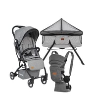 TommyBaby İnci 3 lü Set Kabin Bebek Arabası Katlanır Beşik Kanguru (Gri)