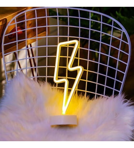 Dekoratif Şimşek Şeklinde Pilli Neon Led Lamba Süs Masa Lambası (5690)