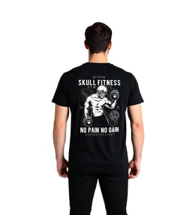 Erkek Fitness Kafatası Baskılı Motivasyon Tişört Dumbbell Desen Günlük Spor Giyim Rahat Modern Şık