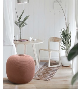 Koza Home Fluffy Örgü Puf Somon 8004 (Turuncu)