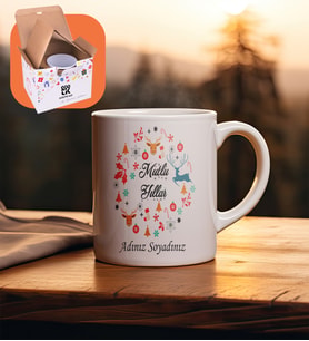 Kişiye Özel Yılbaşı Mutlu Yıllar Tasarımlı Kupa