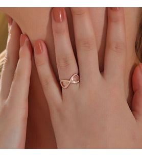 Rose Zirkon Taşlı Sonsuzluk 925 Ayar Gümüş Kadın Yüzük