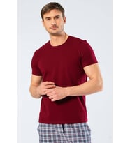 Cacharel Erkek Bisiklet Yaka Likralı T-shirt Bordo