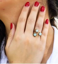 Doğal Taş Apatit 3'lü Doğal Taşlı Antik Model Kadın Ayarlanabillir Yüzük euy88ap