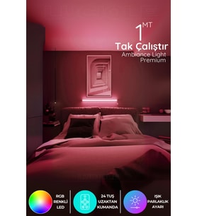 Şerit LED Led Abajur Aplik Gece Lambası Rgb Lambader 16 Renkli Uzaktan Kumandalı Işık 4 Animasyonlu