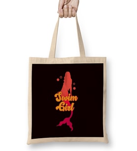 Swim Girl Mermaid Swimmer Swimming Pool Instructor Athlete Bez Çanta Uzun Saplı