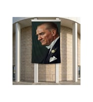 Sivil Mustafa Kemal Atatürk Portre Poster Bayrak Premium Raşel Kumaş ATA50 2x3m