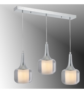 TT603-3S-FULLKR TT Aydınlatma Krom Kaplama 3 lü Silindir Çift Camlı Sıralı Avize