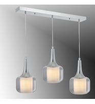 TT603-3S-FULLKR TT Aydınlatma Krom Kaplama 3 lü Silindir Çift Camlı Sıralı Avize