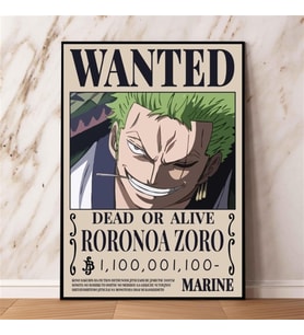 Anime One Piece Roronoa Zoro Aranıyor Wanted Poster-Çerçevesiz