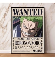 Anime One Piece Roronoa Zoro Aranıyor Wanted Poster-Çerçevesiz