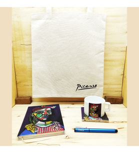 Pablo Picasso Set 5 - Çay/Kahve Fincanı-Traverten Bardak Altlığı-Kalem-Defter-Kanvas Çanta 1