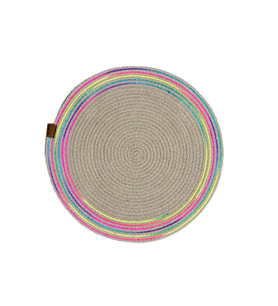 Konyax 39cm Neon Renkli Şeritli Jüt Örme Supla Amerikan Servis