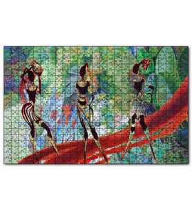 Cakapuzzle 3 Afrikalı Kadın Silüeti ve Renkler Puzzle Yapboz MDF (Ahşap) (120 Parça)