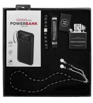 Özel Kutulu Kişiye Özel Çakmak & Kişiye Özel Deri Bileklik & Powerbank & Tesbih & Bileklik Seti