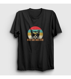 Presmono Unisex Siyah Best Cat Dad Ever Kedi T-Shirt 286979tt