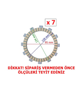 Cf Moto Nk250 Debriyaj Balatası 7 Li (2022 Öncesi) 12T A Kalite 95-120-134