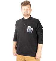Mode XL Erkek Sweat Polo Recycle Selanik Losangeles B20420 Siyah