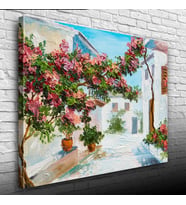 Sarmaşık ve Köy Evleri Yağlıboya Kanvas Tablo 50 x 70
