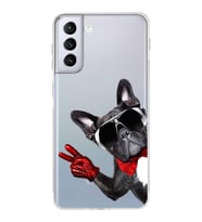 PrintiFy Samsung Galaxy S21 Plus ile Uyumlu 1mm Slim Fit Köpek 2 050e Baskılı Şeffaf  Kılıf