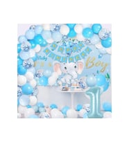 LÜKS 1 YAŞ DOĞUM GÜNÜ MAVİ BALON ZİNCİR SET