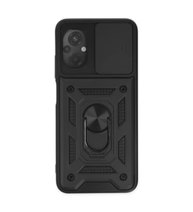 Xiaomi Poco M5 Kılıf Pars Lens Yüzüklü Silikon - Siyah