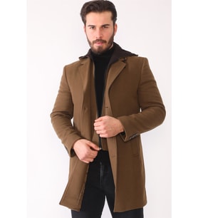 Dewberry Erkek Yün Karışımlı Battal Palto Camel PLT8395 Günlük Dış Giyim, Katmanlı Kombin, Seyahat Gardırobu