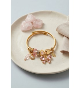 Pembe Kelebek Model Charmlı Bileklik