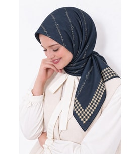 Lesscarves LS2210 Desenli Pamuk İpek Eşarp 90x90 cm