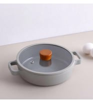 Neoflam Fika Alüminyum Döküm 20 Cm Cam Kapaklı Gri Sahan