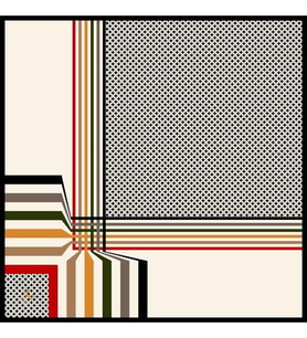 Geometrik Desen Black Seri Twill Eşarp Eşarp Askısı ile Birlikte 90x90 cm Yavrua