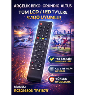 Arçelik Be-ko Grundig Altus TV Kumandası – LCD LED Tüm Modellerle Uyumlu My Media CEC