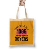 1986 Birthday Gift - Made, Born in 1986 Gift - 36th Year Old Birthday  Gift Vintage Style Bez Çanta Uzun Saplı
