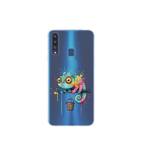 Samsung Galaxy A20S ile Uyumlu Splash Bukalemun Tasarımlı Şeffaf Silikon Kılıf