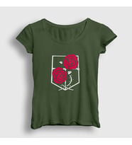 Presmono Kadın Haki Garrison Anime Attack On Titan T-Shirt 123432tt (Haki)