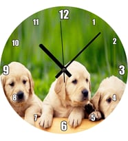 Cakatablo Kütüğün Üzerinde Üç Sevimli Labrador Duvar Saati