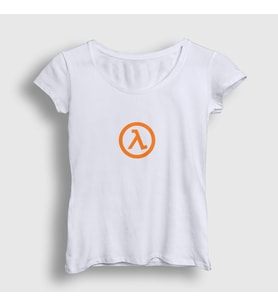 Presmono Kadın Beyaz Half Life Logo Oyun T-Shirt 421277tt (Beyaz)
