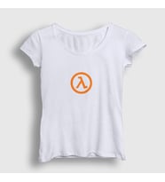 Presmono Kadın Beyaz Half Life Logo Oyun T-Shirt 421277tt (Beyaz)