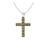 Gümüş Renk Değiştiren Kare Taşlı Cross Kolye